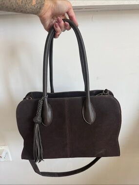 Dark Brown Suede and Leather Bag